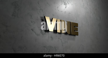 Vine - Gold sign mounted on glossy marble wall  - 3D rendered royalty free stock illustration. This image can be used for an online website banner ad  Stock Photo