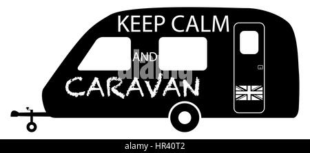 A keep calm and caravan silhouette isolated on a white background Stock Photo