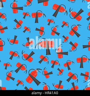 Red Metallic Extinguisher Seamless Pattern Stock Vector