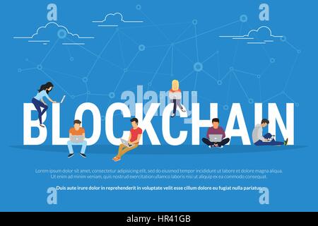 Blockchain concept illustration Stock Vector