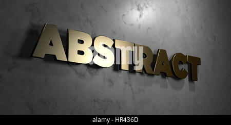 Abstract - Gold sign mounted on glossy marble wall  - 3D rendered royalty free stock illustration. This image can be used for an online website banner Stock Photo