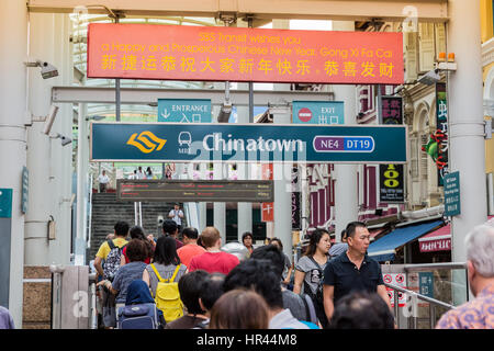 Entrance to MRT station in Chinatown, Singapore, Stock Photo