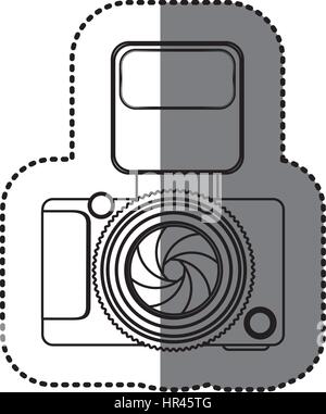 monochrome contour of analog camera with flash light Stock Vector Image ...
