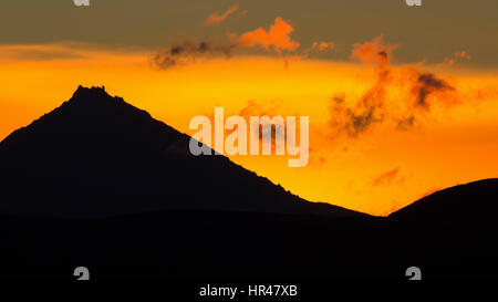 Sunrise Over volcanoes of Kamchatka Peninsula Stock Photo