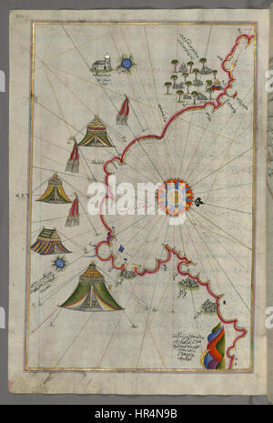 Piri Reis - Map of the Libyan Coast as Far as Benghazi - Walters W658293A - Full Page Stock Photo