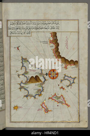 Piri Reis - Map of the Island of Marmara in the Sea of Marmara - Walters W658368B - Full Page Stock Photo