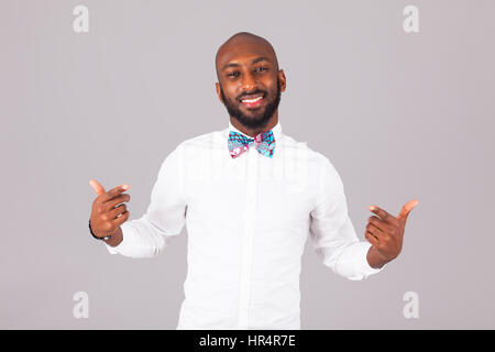 African American young man wearing an Traditional bow tie Stock Photo