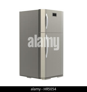 3d rendering grey new fridge isolated on white Stock Photo