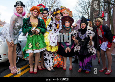 The Hasty Pudding Theatricals, the oldest theatrical organization in the U.S., announces Oscar winning actress Octavia Spencer as the recipient of its 2017 Woman of the Year Award.  Featuring: Hasty Pudding Theatricals players Where: Cambridge, Massachuse Stock Photo