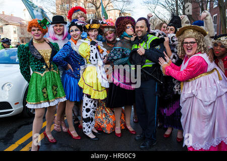 The Hasty Pudding Theatricals, the oldest theatrical organization in the U.S., announces Oscar winning actress Octavia Spencer as the recipient of its 2017 Woman of the Year Award.  Featuring: Hasty Pudding Theatricals players Where: Cambridge, Massachuse Stock Photo