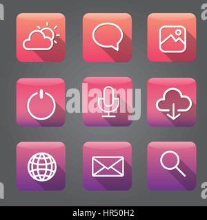 Icon Collection Vector Application Content Stock Vector