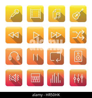 Icon Collection Vector Music Media Stock Vector