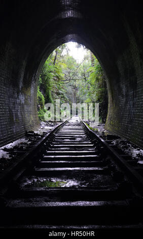 Inside the entrance to an historic abandoned railway tunnel in Helensburg, Sutherland Shire, New South Wales, Australia Stock Photo