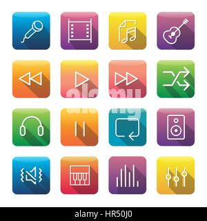 Icon Collection Vector Music Media Stock Vector