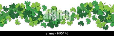 Happy Saint Patrick s day vector horizontal seamless pattern background with shamrock. Stock Vector