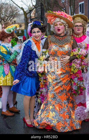 The Hasty Pudding Theatricals, the oldest theatrical organization in the U.S., announces Oscar winning actress Octavia Spencer as the recipient of its 2017 Woman of the Year Award.  Featuring: Hasty Pudding Theatricals players Where: Cambridge, Massachuse Stock Photo