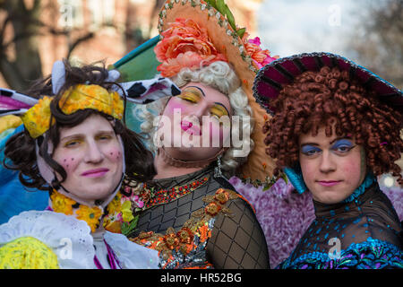 The Hasty Pudding Theatricals, the oldest theatrical organization in the U.S., announces Oscar winning actress Octavia Spencer as the recipient of its 2017 Woman of the Year Award.  Featuring: Hasty Pudding Theatricals players Where: Cambridge, Massachuse Stock Photo