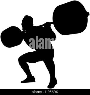 male athlete powerlifter squat barbell black silhouette Stock Vector ...