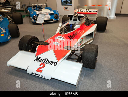 A McLaren M23 Formula One Car  driven by Jochen Mass, on display in the Historic Morotsport International 2017 Stock Photo