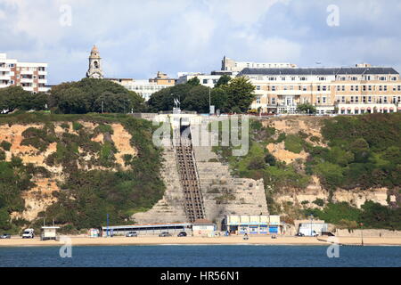 Better days. Bournemouth seafront funicular railway before dramatic landslide / cliff fall of April 2016 leaving the it severely damaged, Dorset UK Stock Photo