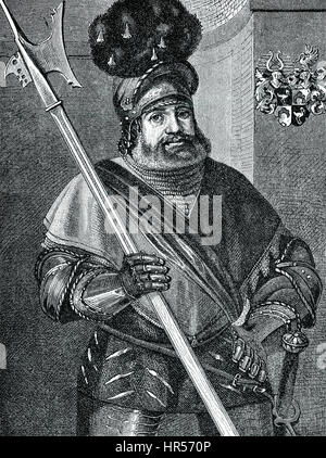 Georg von Frundsberg or Fronsberg or Freundsberg, 1473 - 1528, a southern German soldier and a mercenary leader serving the Imperial Habsburgs Stock Photo