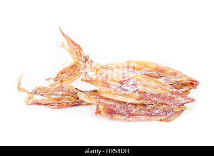 Dried squids isolated on white background Stock Photo