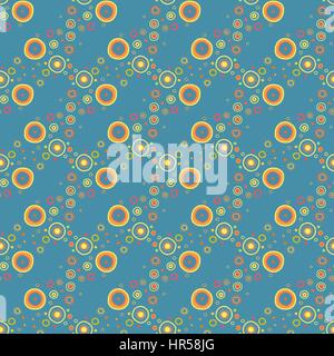 Vector seamless pattern with circles on teal green background for you design Stock Vector