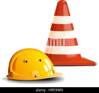 road cone and helm Stock Vector