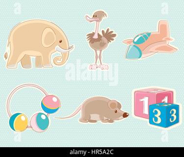 Vector illustration of a six toys set Stock Vector