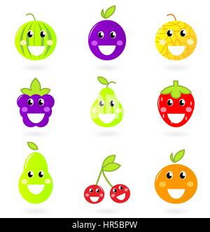 10318766 - happy crazy fruit characters isolated on white. Stock Photo