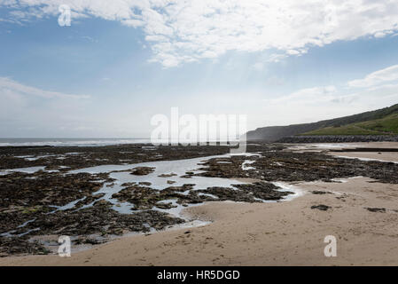 Beautiful view from the beach at Scarborough looking South. A beautiful coastline in North Yorkshire, England. Stock Photo