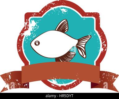 old heraldic borders with fish and label Stock Vector