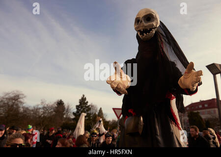 Roztoky near Prague, Czech Republic - February 25, 2017: 20 anniversary of Traditional carnival (Masopust) in Roztoky near Prague. Stock Photo