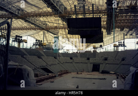 Münchner Olympiahalle kurz vor der Fertigstellung. The Olympia Park of Munich under construction. The Olympic Hall just before completion in 1972. Stock Photo