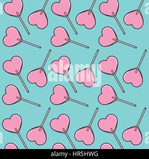 Heart lollipop pattern. Vector illustration. Stock Vector