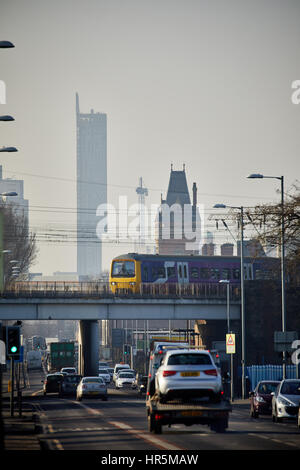 Hyde Road in Gorton a Northern Class 323 local EMU stopping train from Manchester, England,UK Stock Photo