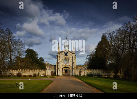 Sunny day at the gatehouse clocktower Bishopthorpe Palace Grade I listed stately home historic house south of York city centre in Yorkshire, England,U Stock Photo