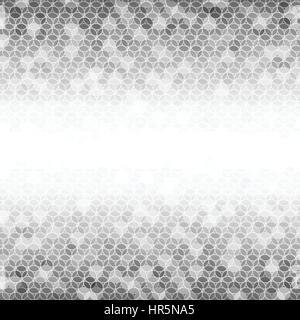 White circle mosaic on light grey background with white color in center for abstract concept Stock Vector