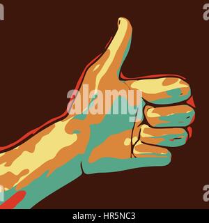 Cartoon drawing of a thumbs up. EPS10 vector illustration Stock Vector