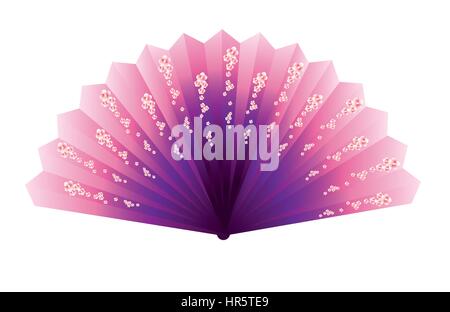 Chinese hand fan with cherry blossom Stock Vector