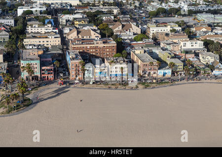 Los Angeles, California, USA - August 6, 2016:  Aerial view of Venice Beach in Southern California. Stock Photo