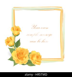 Flower Rose frame isolated on white background. Floral vector wallpaper. Stock Vector