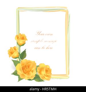 Flower Rose frame isolated on white background. Floral vector wallpaper. Stock Vector