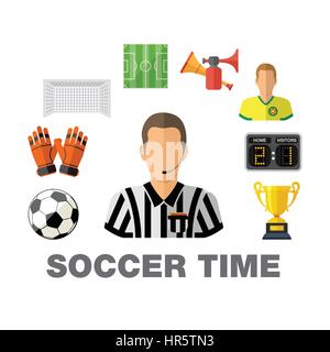 Soccer Flat Icon Concept Stock Vector