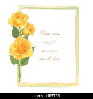 Flower Rose frame isolated on white background. Floral vector wallpaper. Stock Vector