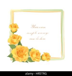 Flower Rose frame isolated on white background. Floral vector wallpaper. Stock Vector