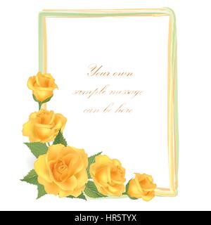 Flower Rose frame isolated on white background. Floral vector wallpaper. Stock Vector
