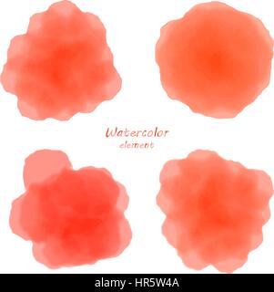 red watercolor blotch. Set of red watercolor circles. Stock Vector