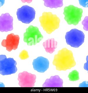 Watercolor circles seamless pattern. Colorful round shapes abstract background. Stock Vector