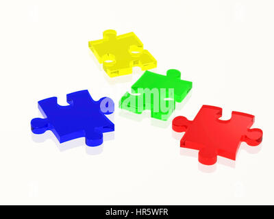 puzzle pieces in bright colours Stock Photo